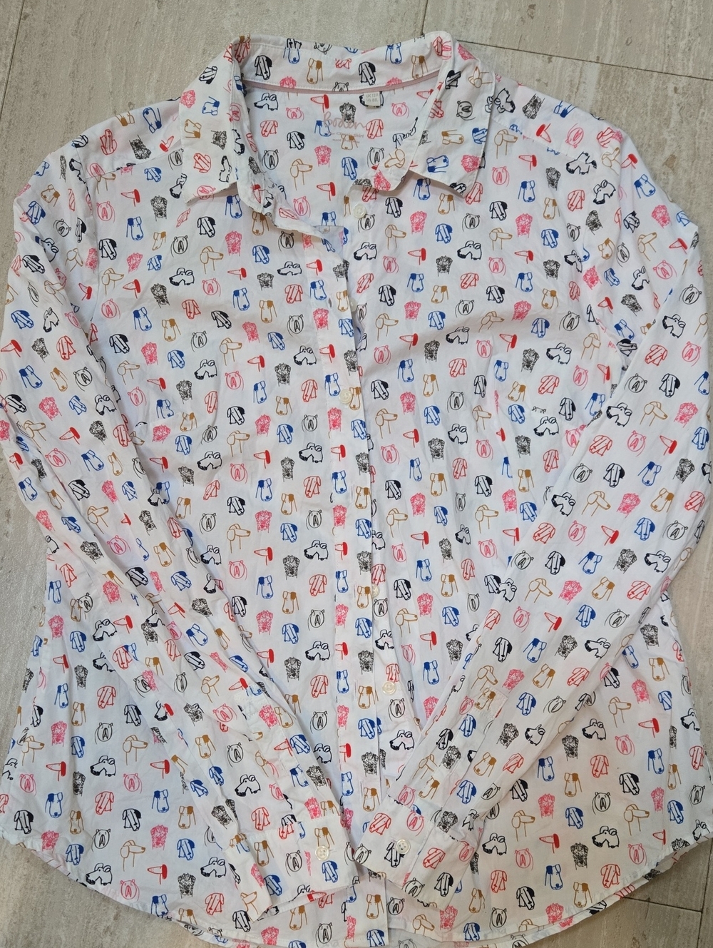 Boden White Button-Down Dog Print Shirt